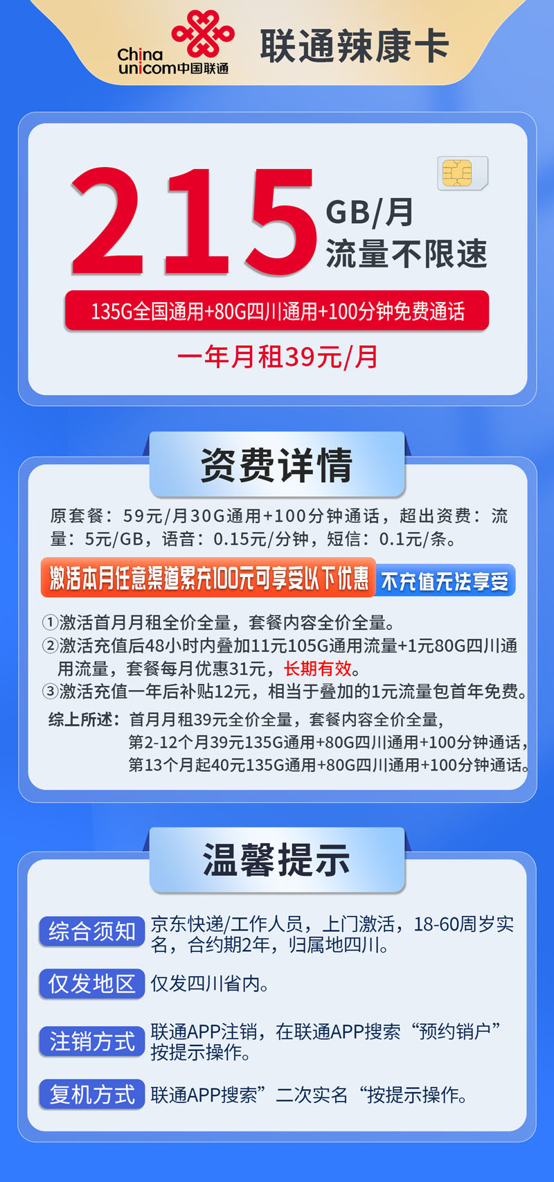 中国联通-辣康卡仅发四川  第1张