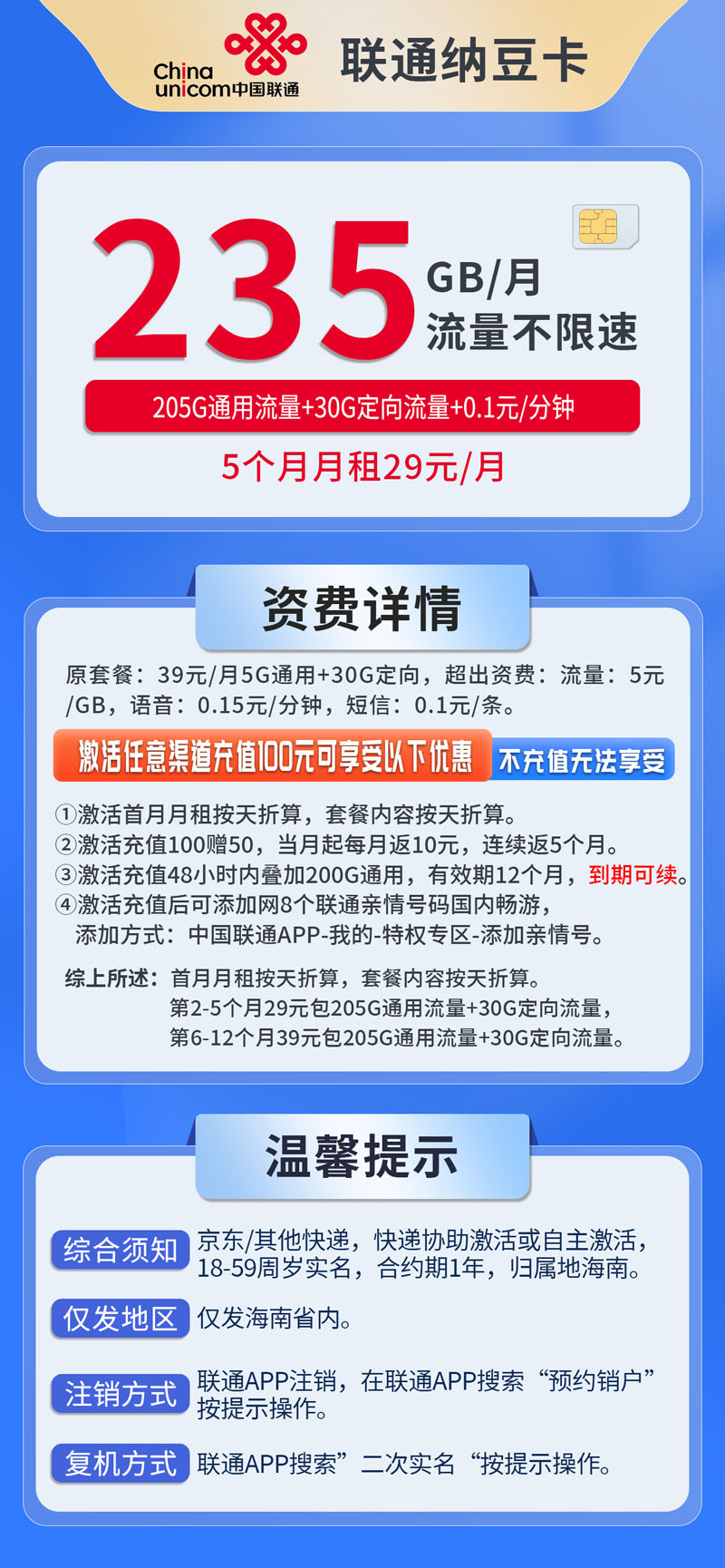 中国联通-纳豆卡仅发海南  第1张