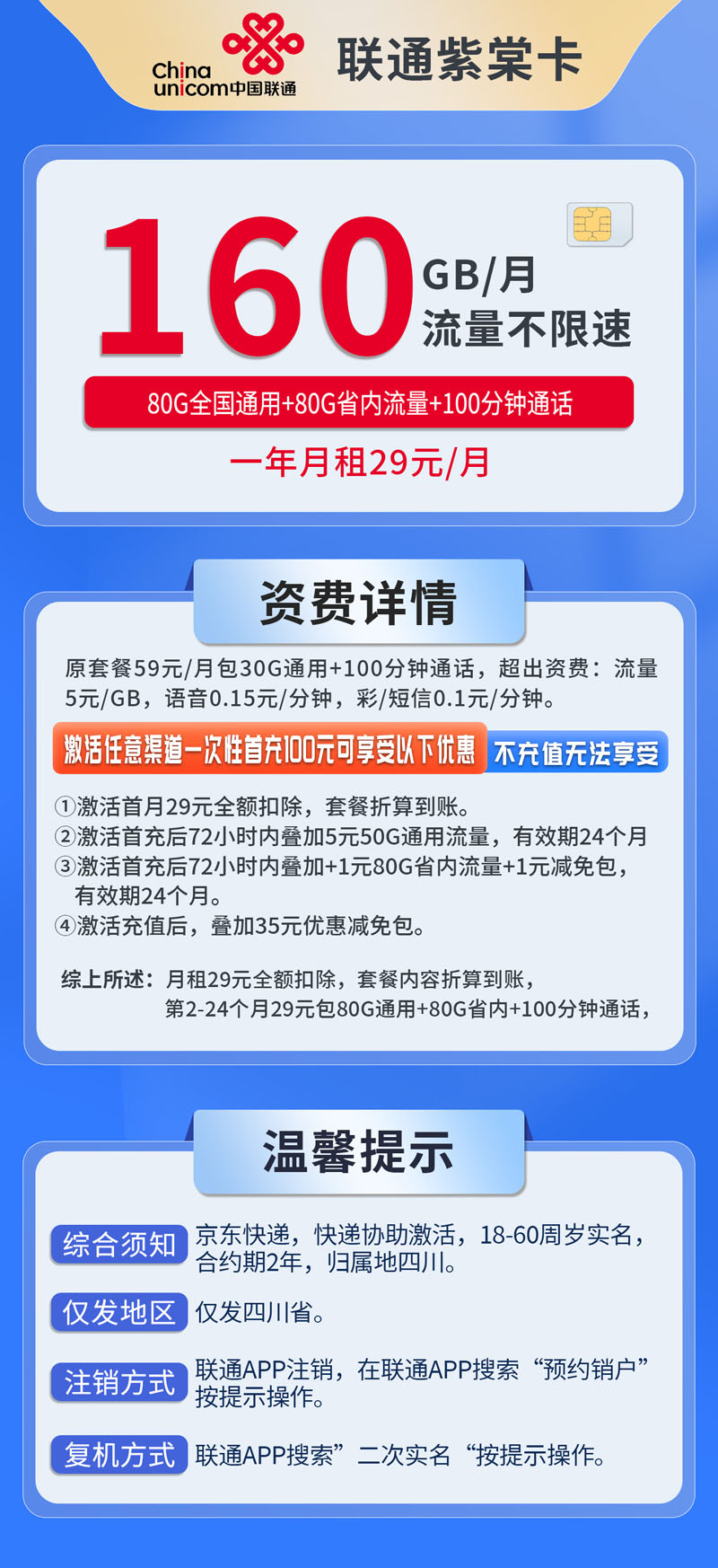 中国联通-紫棠卡仅发四川  第1张
